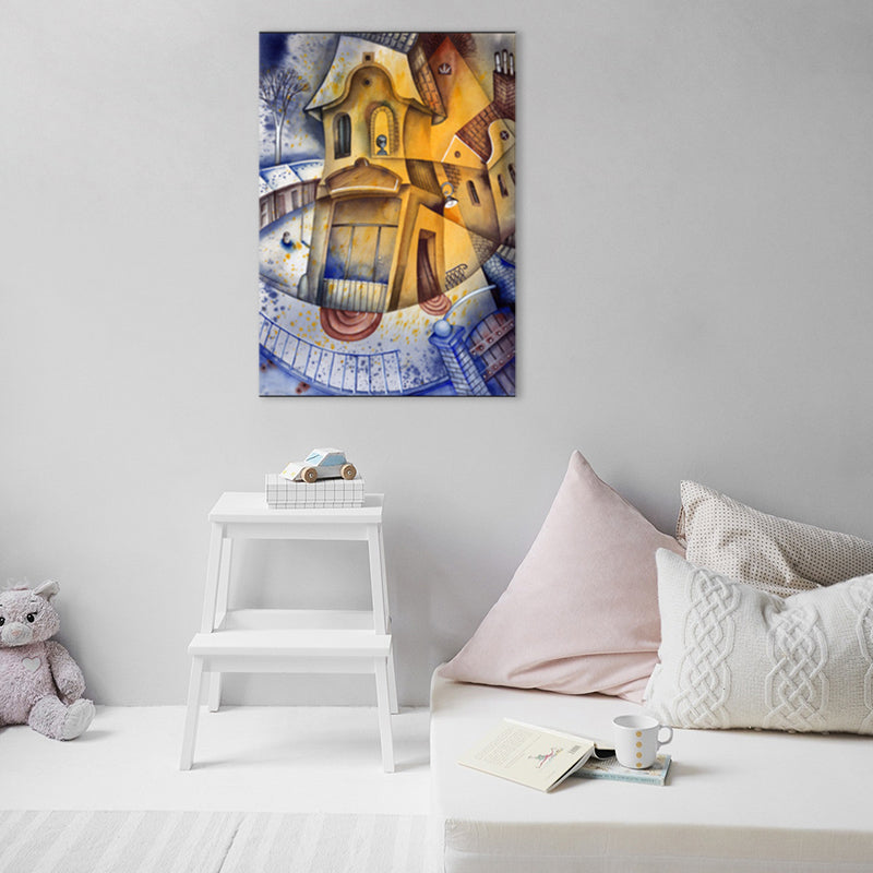 Brehn | Weiche Farbnovell-Bau-Wanddekoration Illustration moderne strukturierte Leinwand für das Familienzimmer