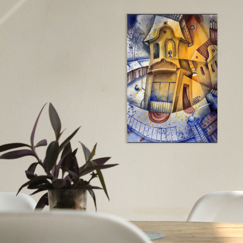 Brehn | Weiche Farbnovell-Bau-Wanddekoration Illustration moderne strukturierte Leinwand für das Familienzimmer