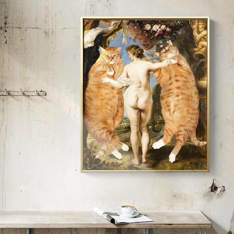 Brehn | Spoof Ölmalerei Katzen Leinwand für Hausinterieur Tier- und Frauenwandkunstdekoration in Braun