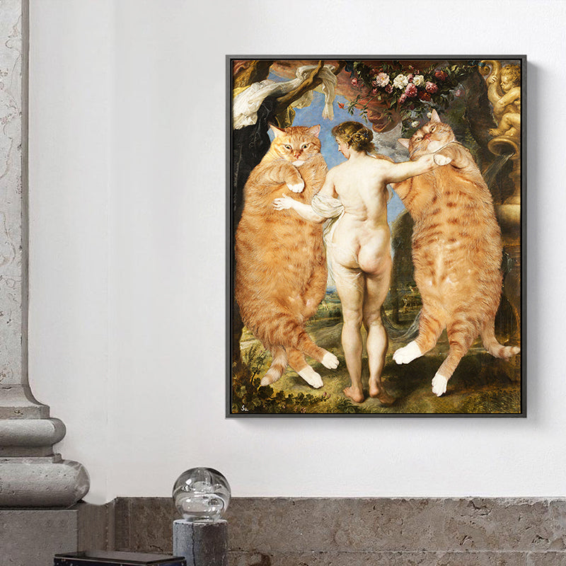 Brehn | Spoof Ölmalerei Katzen Leinwand für Hausinterieur Tier- und Frauenwandkunstdekoration in Braun
