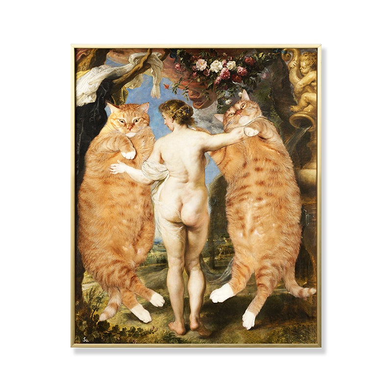 Brehn | Spoof Ölmalerei Katzen Leinwand für Hausinterieur Tier- und Frauenwandkunstdekoration in Braun