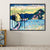 Brehn | Strukturierte blaue gewickelte Leinwand Pop-Art Berglandschaft Wanddekoration für das Schlafzimmer von Mädchen