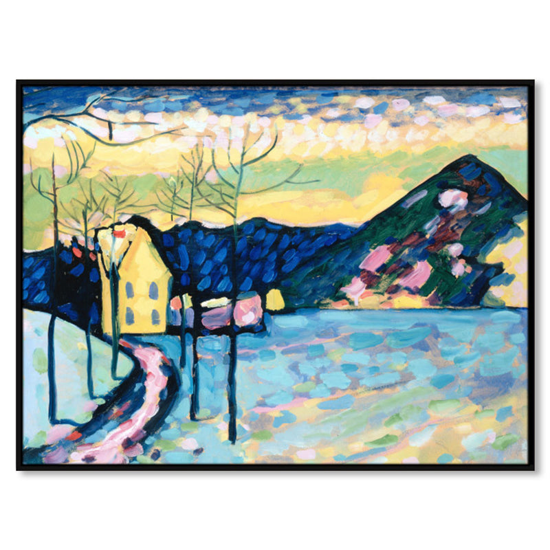Brehn | Strukturierte blaue gewickelte Leinwand Pop-Art Berglandschaft Wanddekoration für das Schlafzimmer von Mädchen