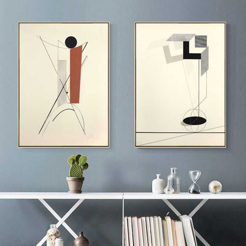 Brehn | Weiche farbige geometrische Leinwandkunst strukturierte Mid-Century Modern Lounge Malerei, mehrere Größen