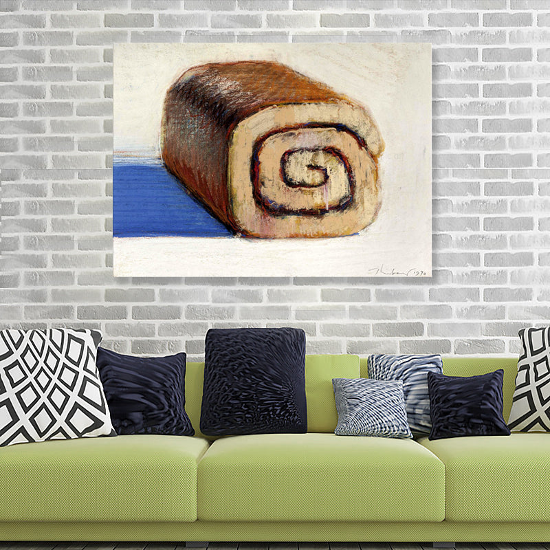 Brehn | Ölgemälde Rollenkuchen Wanddekoration Pop-Art Leinwand Wanddekoration in Braun für die Küche