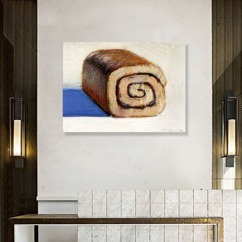 Brehn | Ölgemälde Rollenkuchen Wanddekoration Pop-Art Leinwand Wanddekoration in Braun für die Küche