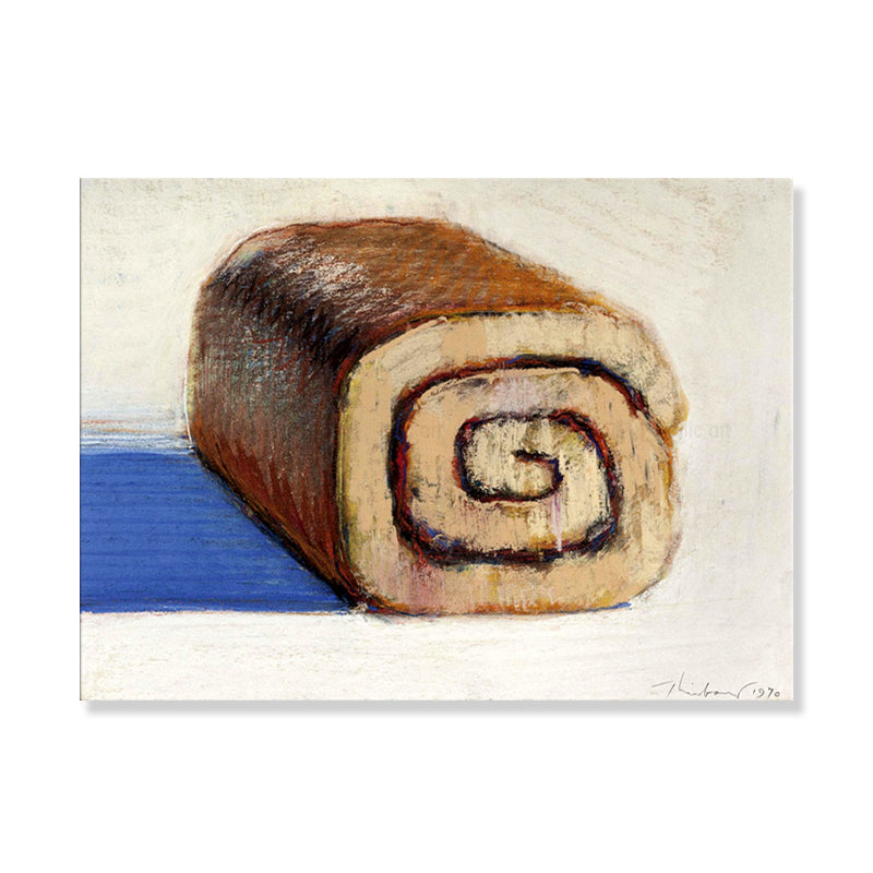 Brehn | Ölgemälde Rollenkuchen Wanddekoration Pop-Art Leinwand Wanddekoration in Braun für die Küche