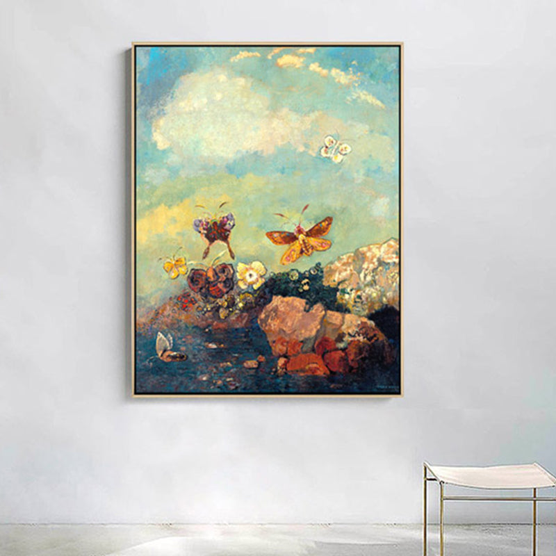Brehn | Braune fliegende Schmetterlinge Wandkunst Tierimpressionismus Texturiertes Leinwandbild für die Lobby