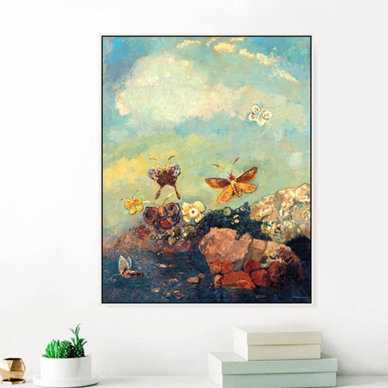 Brehn | Braune fliegende Schmetterlinge Wandkunst Tierimpressionismus Texturiertes Leinwandbild für die Lobby