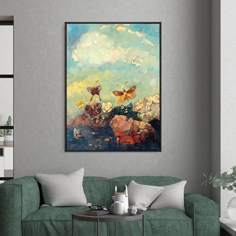 Brehn | Braune fliegende Schmetterlinge Wandkunst Tierimpressionismus Texturiertes Leinwandbild für die Lobby