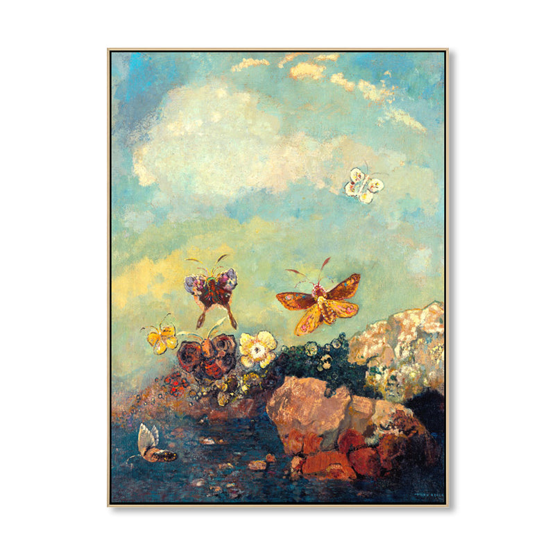 Brehn | Braune fliegende Schmetterlinge Wandkunst Tierimpressionismus Texturiertes Leinwandbild für die Lobby