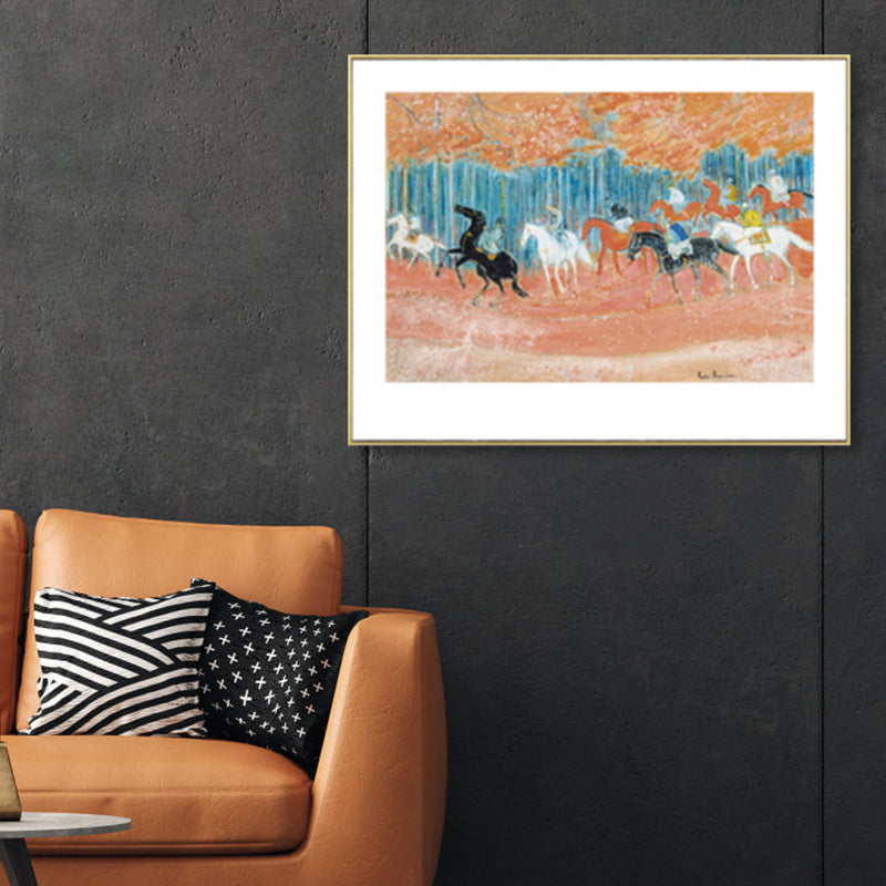 Brehn | Pferde Wandkunst Dekor Impressionismus Schöne Landschaft Leinwanddruck in Heller Farbe