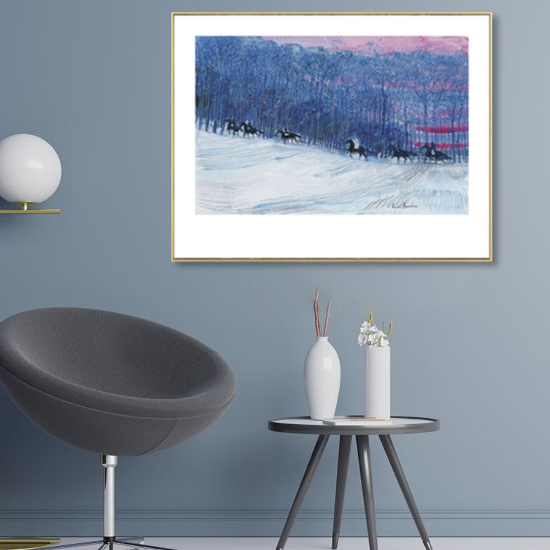 Brehn | Pferde Wandkunst Dekor Impressionismus Schöne Landschaft Leinwanddruck in Heller Farbe