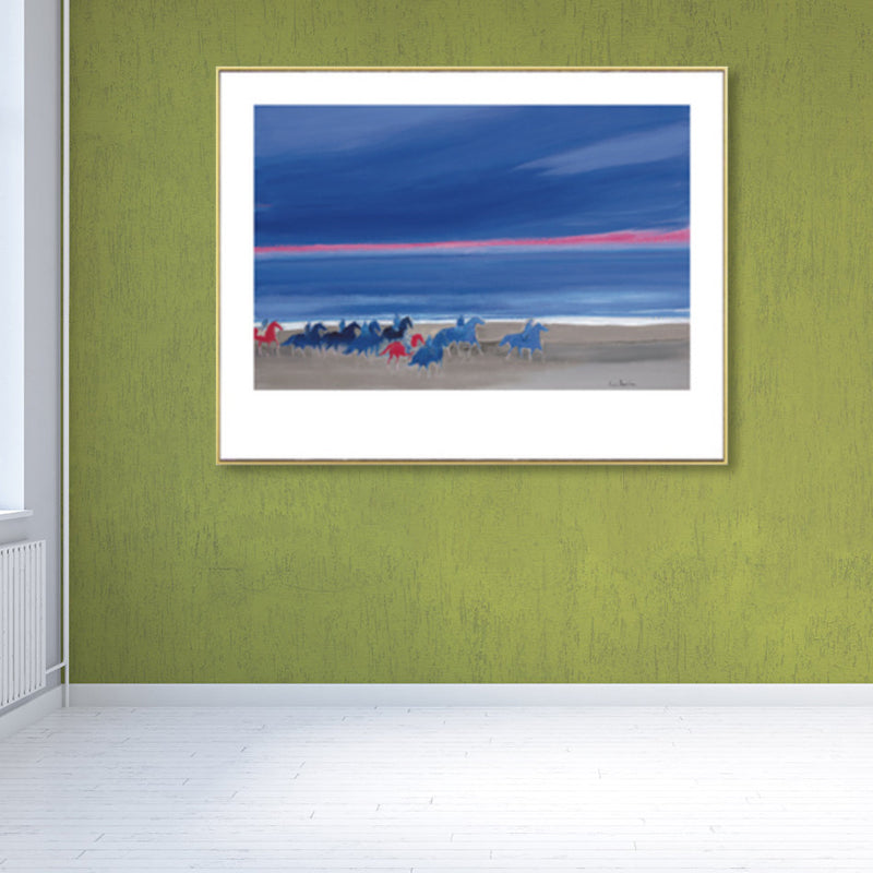 Brehn | Pferde Wandkunst Dekor Impressionismus Schöne Landschaft Leinwanddruck in Heller Farbe
