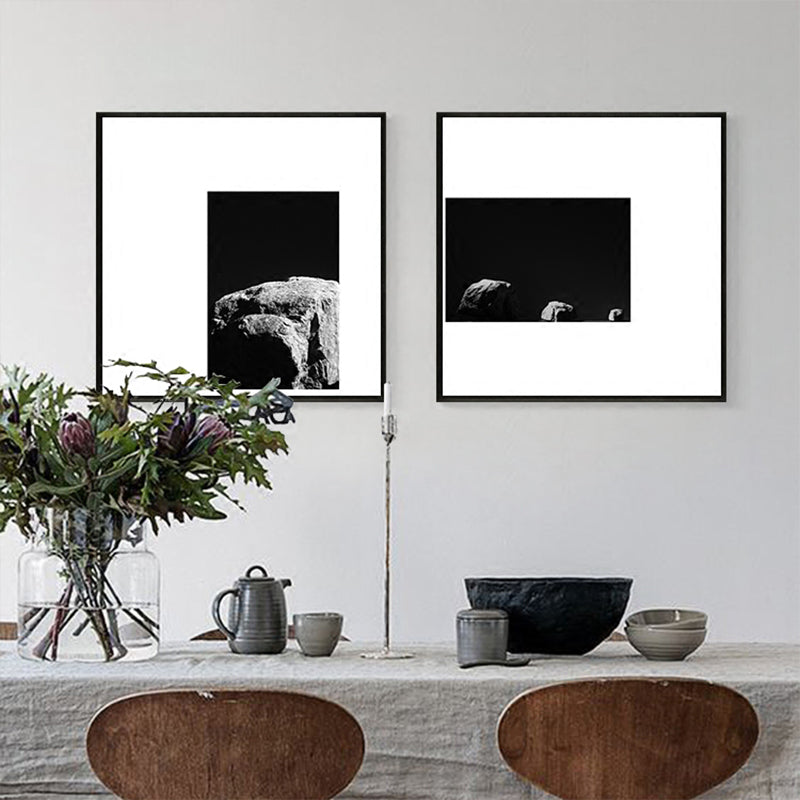 Brehn | Minimalismus Fotografie Felsen Wandkunst Dekor Wohnzimmer Leinwanddruck in Dunkel Farbe