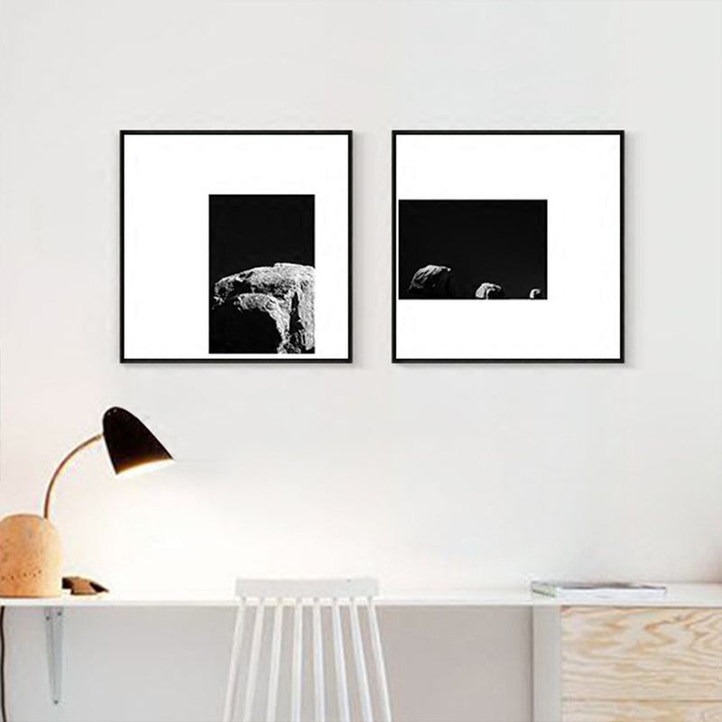 Brehn | Minimalismus Fotografie Felsen Wandkunst Dekor Wohnzimmer Leinwanddruck in Dunkel Farbe