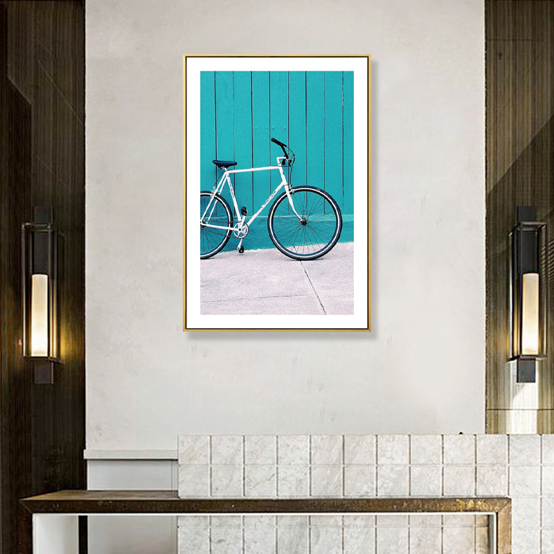 Brehn | Texturiertes Foto Fahrrad Kunstdruck Leinwand Moderne Wanddekoration für Jungen Schlafzimmer