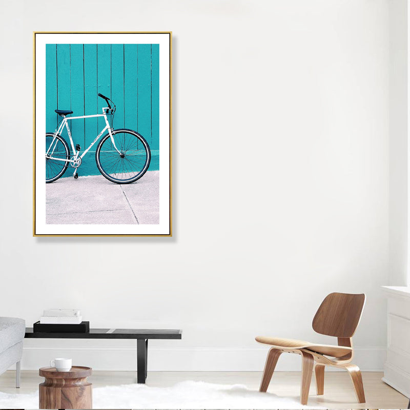 Brehn | Texturiertes Foto Fahrrad Kunstdruck Leinwand Moderne Wanddekoration für Jungen Schlafzimmer