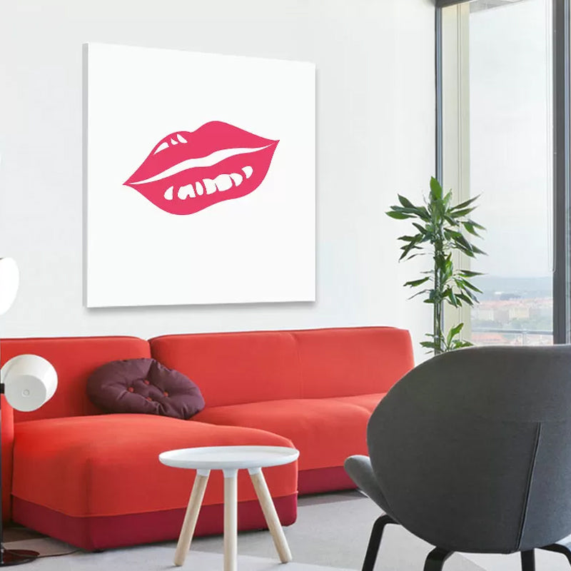 Brehn | Fashion Mädchen Lip Wrapped Canvas Texturierten Pop Art Stil Schlafzimmer Malerei in Hellfarbe