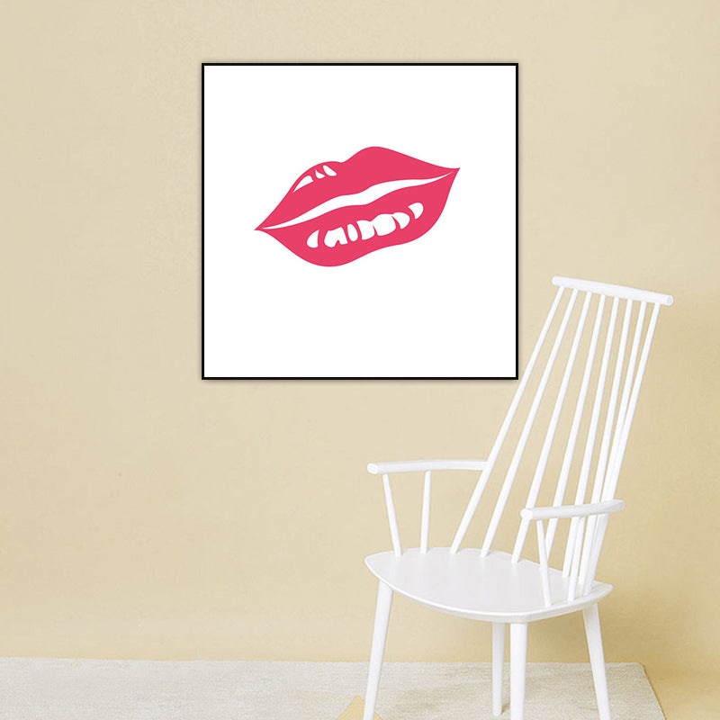 Brehn | Fashion Mädchen Lip Wrapped Canvas Texturierten Pop Art Stil Schlafzimmer Malerei in Hellfarbe
