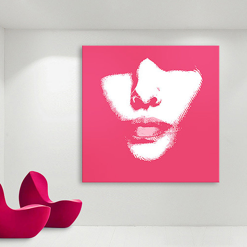 Brehn | Fashion Mädchen Lip Wrapped Canvas Texturierten Pop Art Stil Schlafzimmer Malerei in Hellfarbe