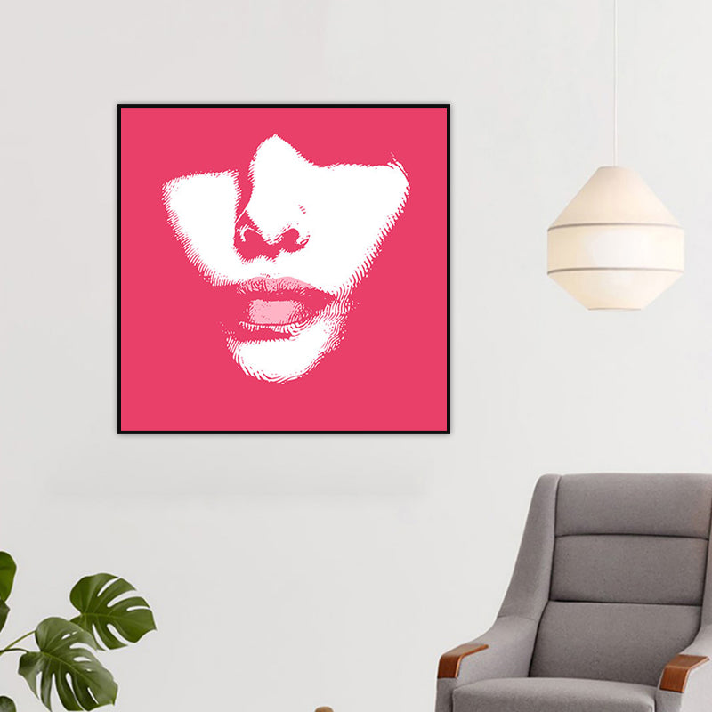Brehn | Fashion Mädchen Lip Wrapped Canvas Texturierten Pop Art Stil Schlafzimmer Malerei in Hellfarbe