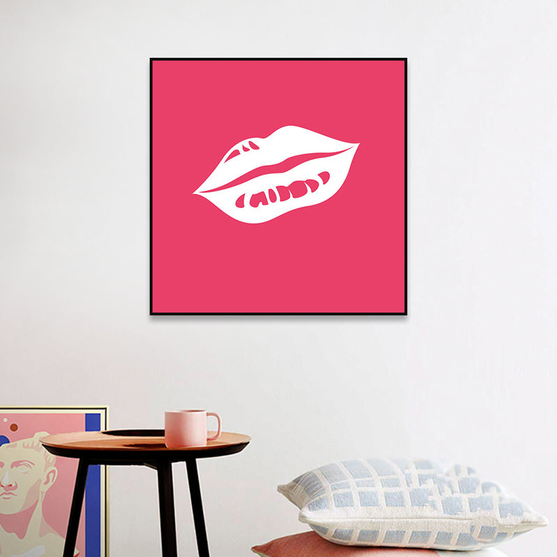 Brehn | Fashion Mädchen Lip Wrapped Canvas Texturierten Pop Art Stil Schlafzimmer Malerei in Hellfarbe