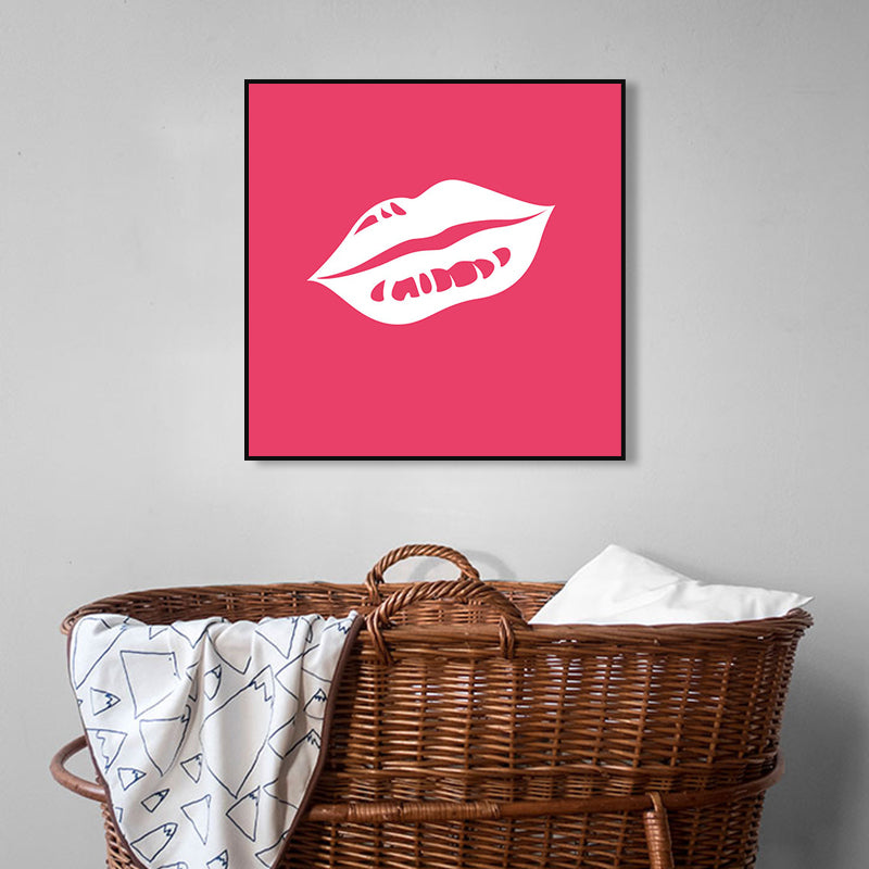 Brehn | Fashion Mädchen Lip Wrapped Canvas Texturierten Pop Art Stil Schlafzimmer Malerei in Hellfarbe