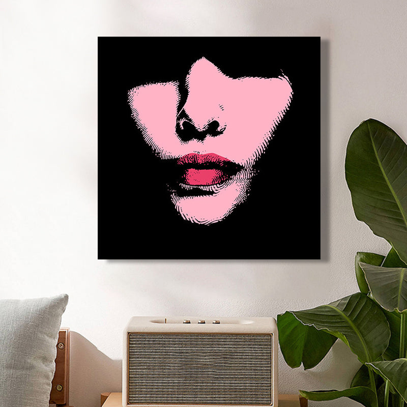 Brehn | Fashion Mädchen Lip Wrapped Canvas Texturierten Pop Art Stil Schlafzimmer Malerei in Hellfarbe