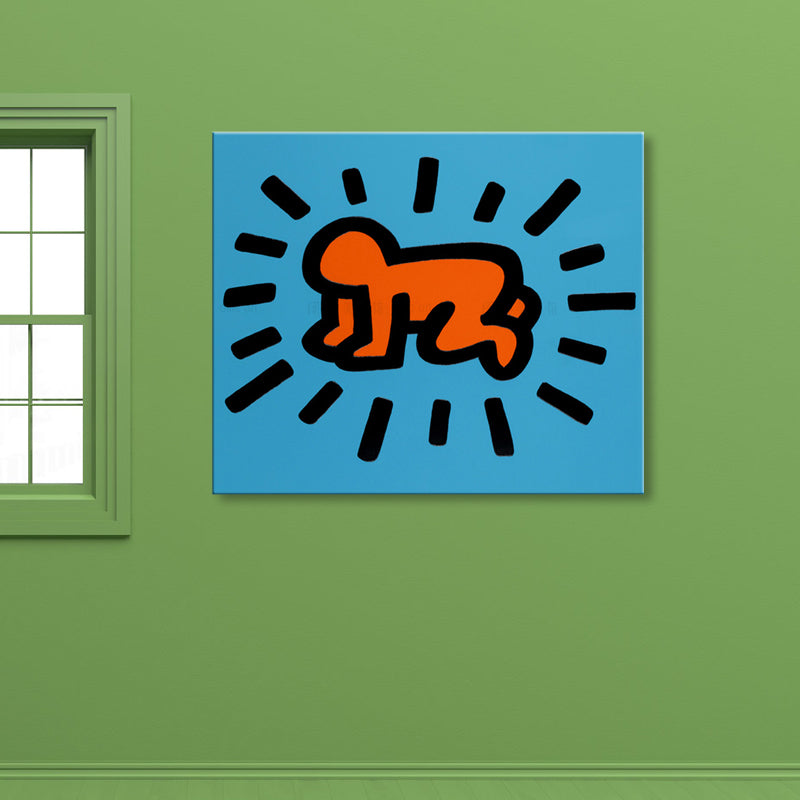 Brehn | Cartoon Grafik Wanddekoration Pop Art Stil Charakter Leinwand in Blau für Jungenzimmer