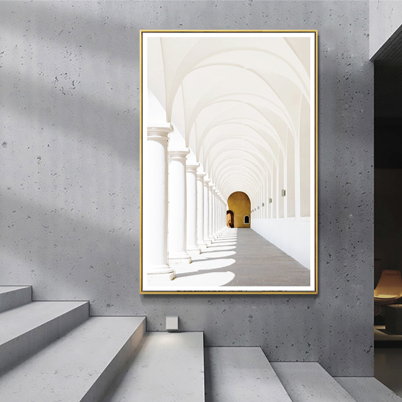 Brehn | Architektur Flur Wandkunst Dekor Modern Texturiertes Leinwanddruck in Pastellfarbe