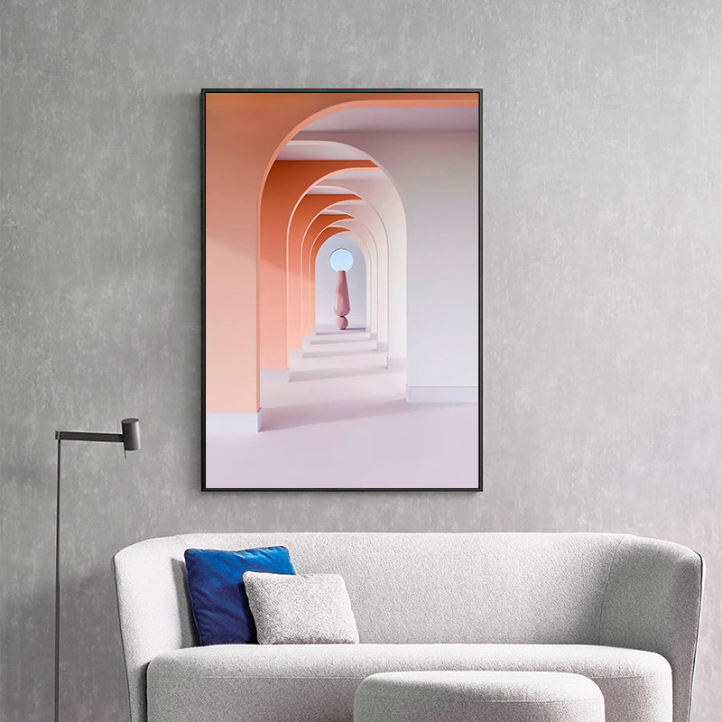 Brehn | Architektur Flur Wandkunst Dekor Modern Texturiertes Leinwanddruck in Pastellfarbe