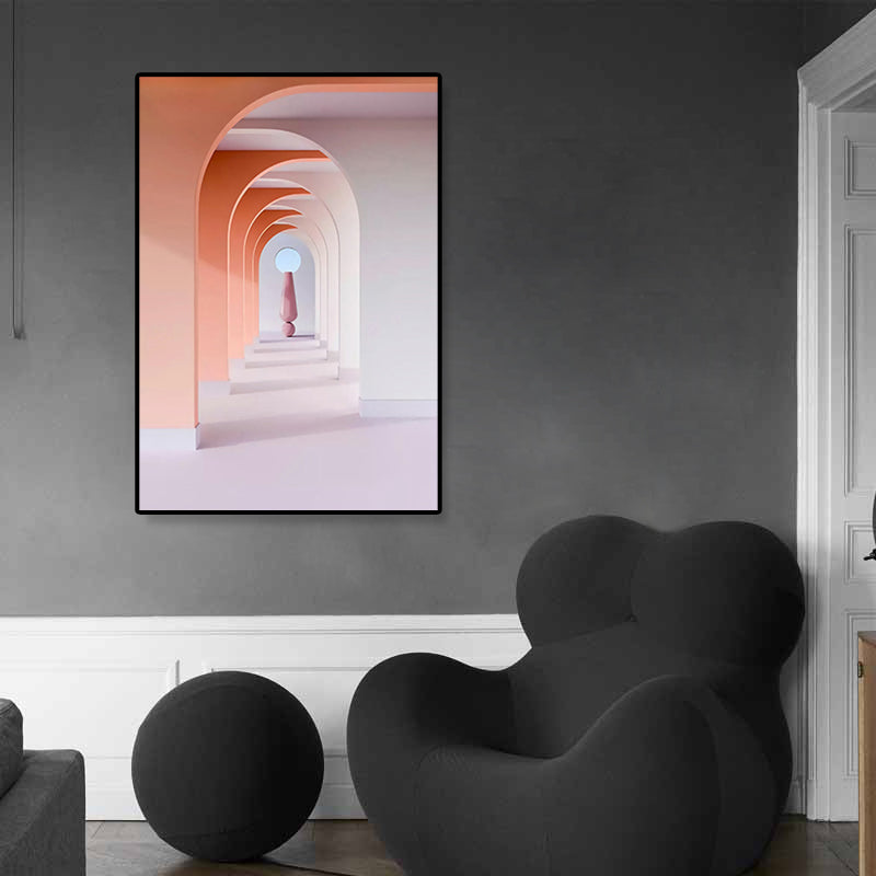 Brehn | Architektur Flur Wandkunst Dekor Modern Texturiertes Leinwanddruck in Pastellfarbe