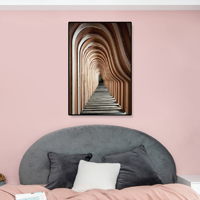Brehn | Architektur Flur Wandkunst Dekor Modern Texturiertes Leinwanddruck in Pastellfarbe