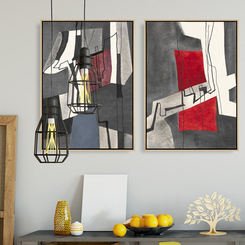 Brehn | Kubismus Abstract Muster Kunstdruck Pastellfarben Schlafzimmer Eingewickelte Leinwand, Multiple Größen