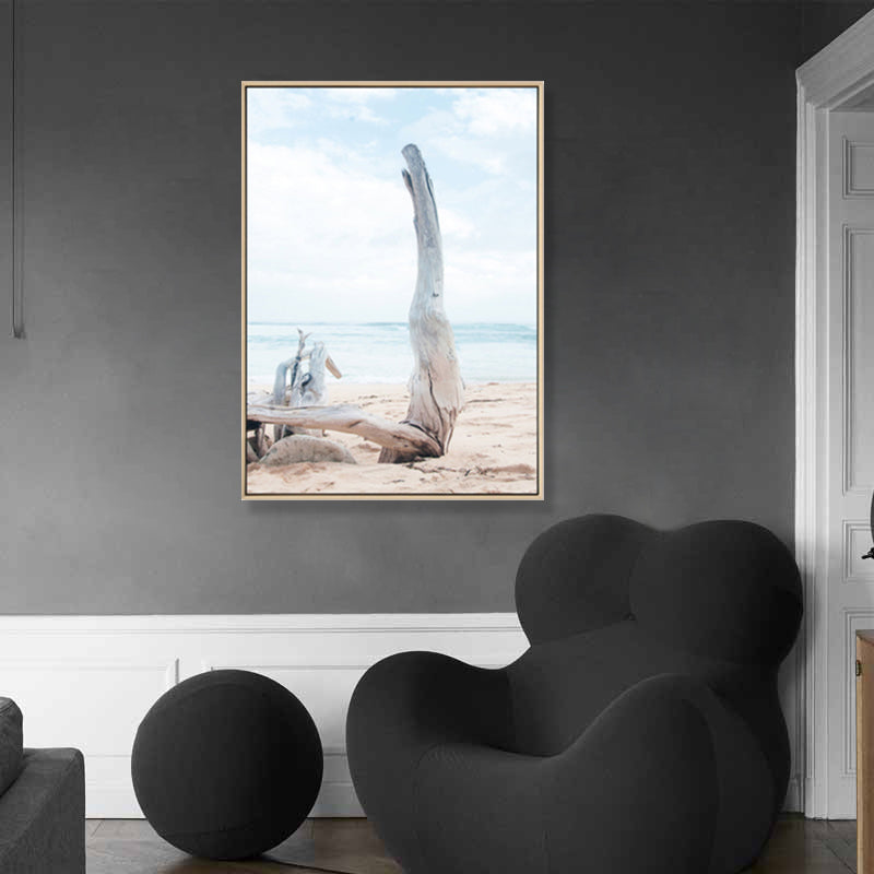 Brehn | Foto Strand Bare Wood Canvas Kunst Blau Tropische Wanddekoration für Flur, Optionale Größen