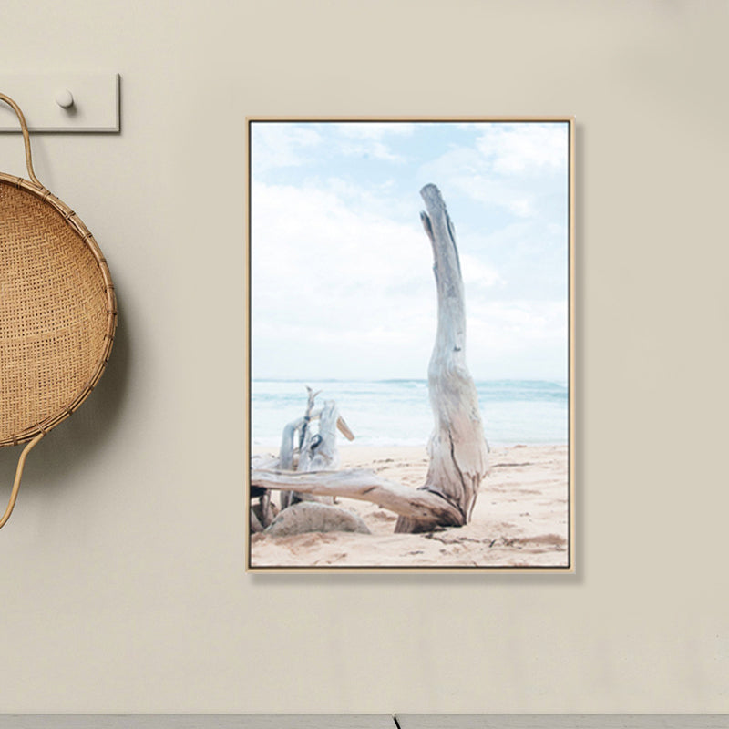 Brehn | Foto Strand Bare Wood Canvas Kunst Blau Tropische Wanddekoration für Flur, Optionale Größen