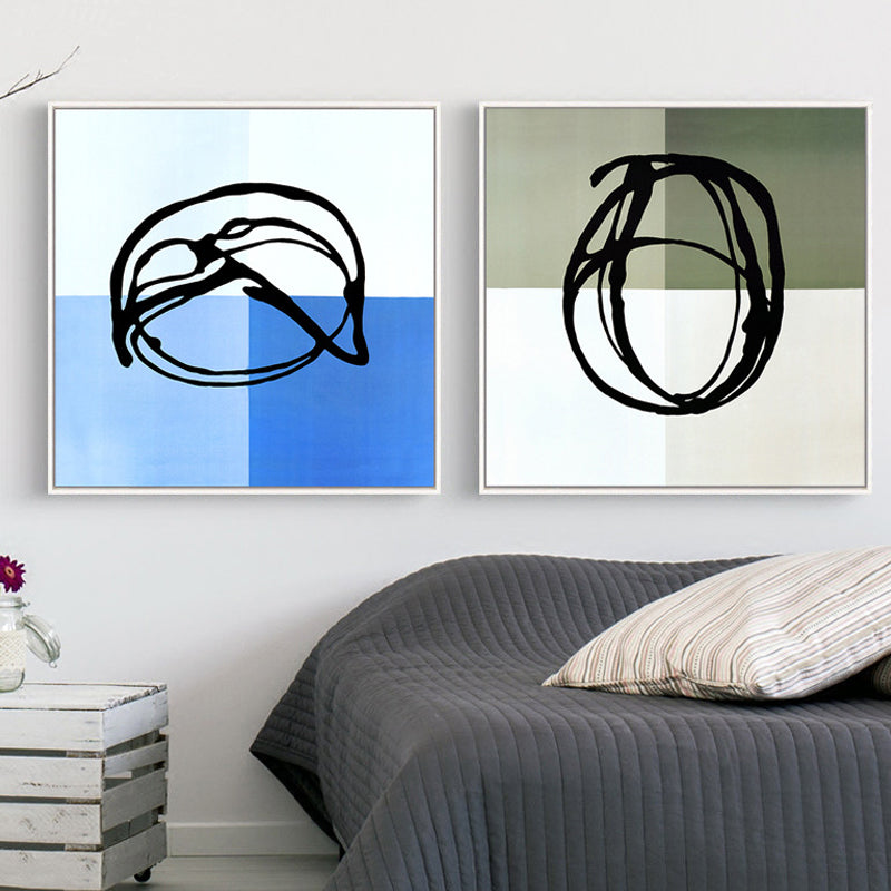 Brehn | Blaue Zeichnung Abstrakte Leinwand Kunst Texturiert Moderner Stil Wohnzimmer Wanddekoration