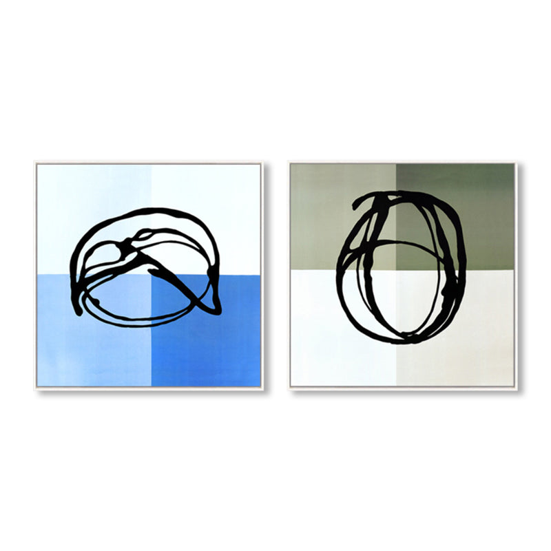 Brehn | Blaue Zeichnung Abstrakte Leinwand Kunst Texturiert Moderner Stil Wohnzimmer Wanddekoration