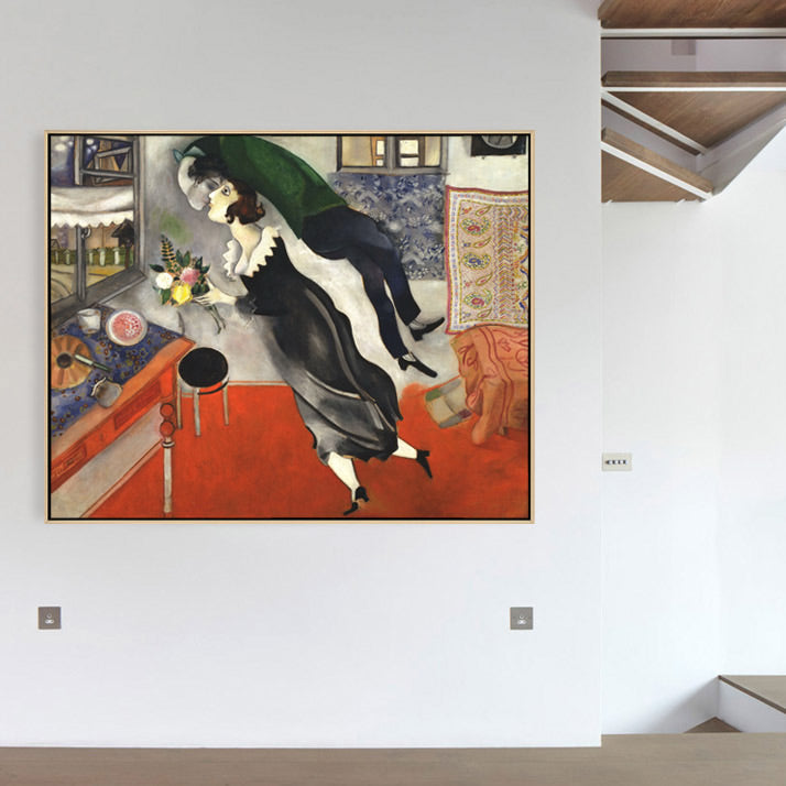 Brehn | Kissing Figure Leinwand Wandkunst Surrealismus Texturiertes Zimmer Wanddekoration in Schwarz, Mehrere Größen