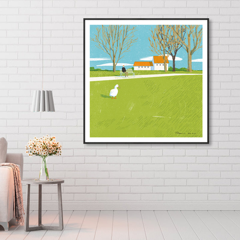 Brehn | Pastellmalerei Lodge Wandkunst Naturlandschaft moderne strukturierte Leinwand für Schlafzimmer