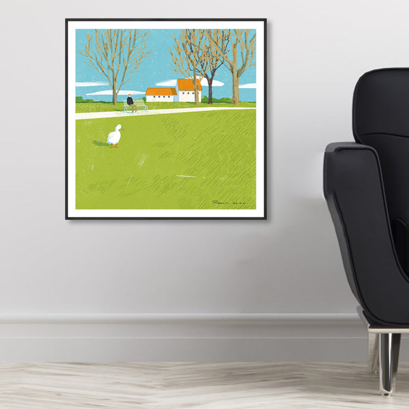 Brehn | Pastellmalerei Lodge Wandkunst Naturlandschaft moderne strukturierte Leinwand für Schlafzimmer