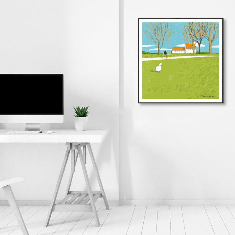 Brehn | Pastellmalerei Lodge Wandkunst Naturlandschaft moderne strukturierte Leinwand für Schlafzimmer