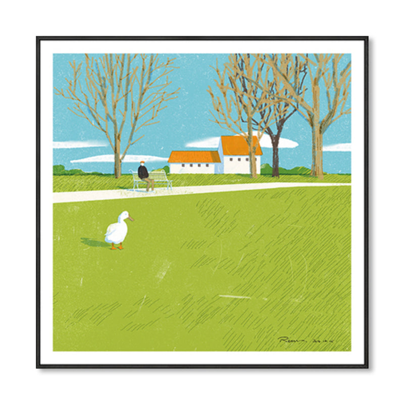 Brehn | Pastellmalerei Lodge Wandkunst Naturlandschaft moderne strukturierte Leinwand für Schlafzimmer