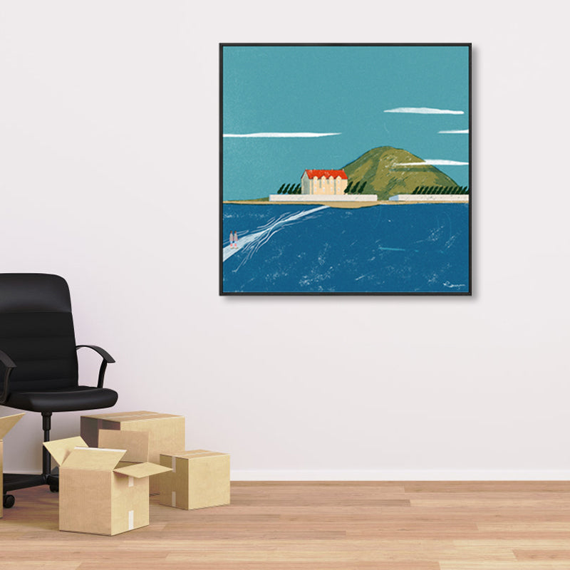 Brehn | Pastellmalerei Lodge Wandkunst Naturlandschaft moderne strukturierte Leinwand für Schlafzimmer