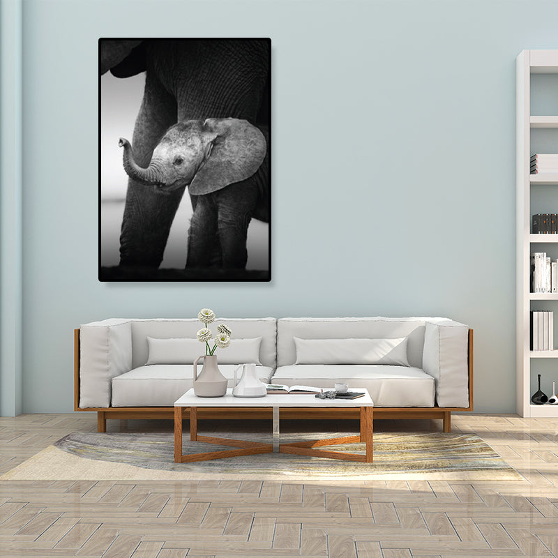 Brehn | Fotografien Moderner Stil Leinwandkunst mit Wildtier-Muster in dunkler Farbe für Zuhause