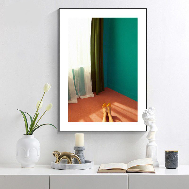 Brehn | Zeitgenössische Stil Schlafzimmer Szene Wandkunst Dekor Grüne Wohnzimmer Eingewickelte Leinwand