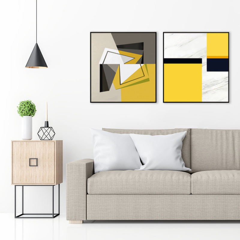 Brehn | Texturierte Illustrierte Geometrie Leinwand Kunst Zeitgenössische Wanddekoration für das Wohnzimmer