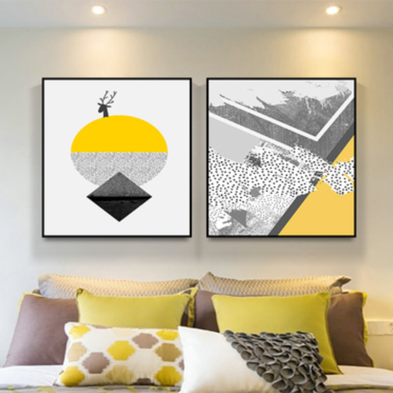 Brehn | Texturierte Illustrierte Geometrie Leinwand Kunst Zeitgenössische Wanddekoration für das Wohnzimmer