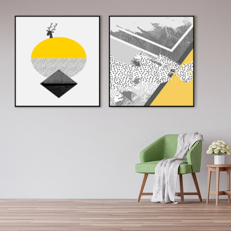 Brehn | Texturierte Illustrierte Geometrie Leinwand Kunst Zeitgenössische Wanddekoration für das Wohnzimmer